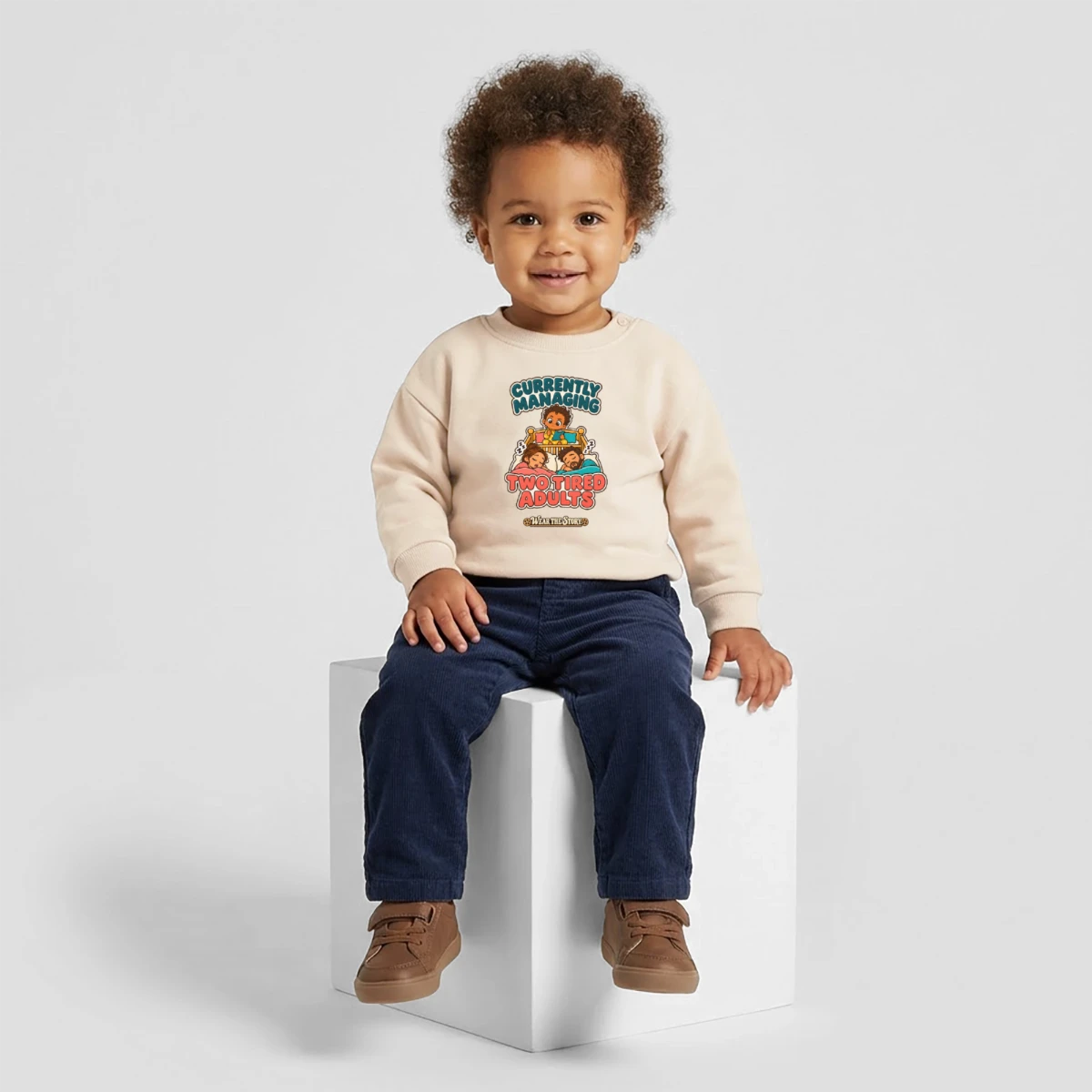 Baby Organic Sweatshirt featuring Currently Managing Two Tired Adults