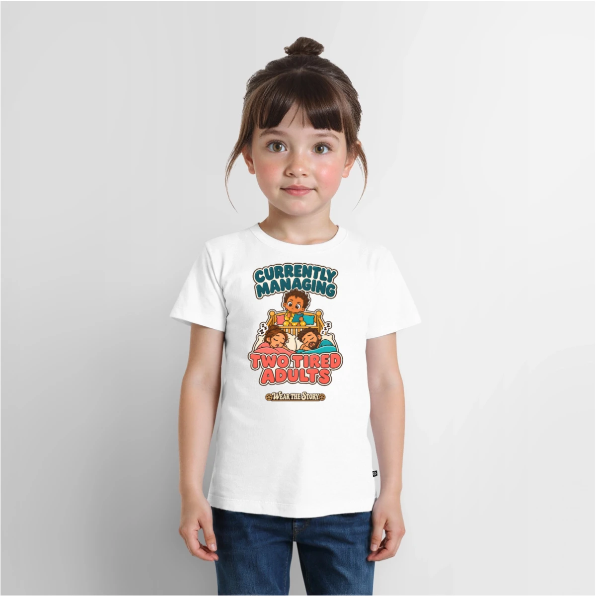 Kids' Premium Organic T-Shirt featuring Currently Managing Two Tired Adults